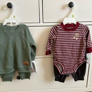 Carter's Cozy Green and Red Matching Sets
